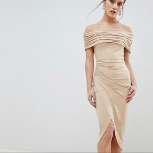 ASOS DESIGN Petite kimmi slinky ruched midi dress